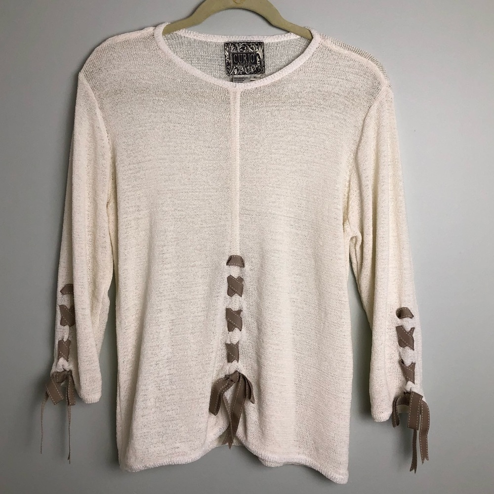 Anthropologie Bowtie Curio Sweater Size XL